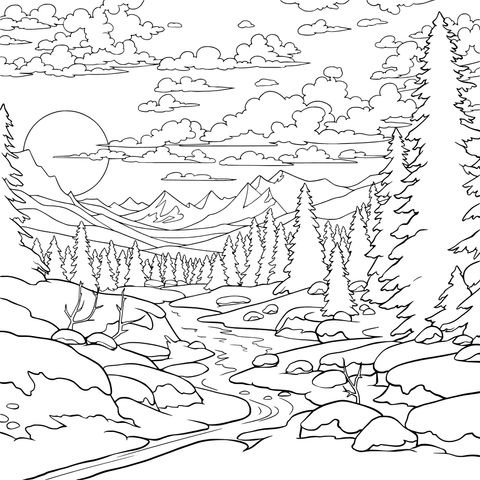 冬日山林雪景