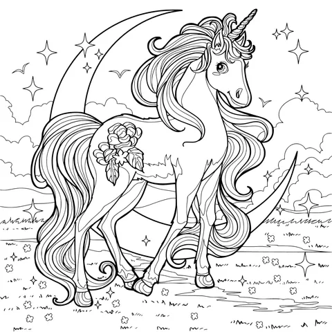 Unicorn under the Moonlit Night