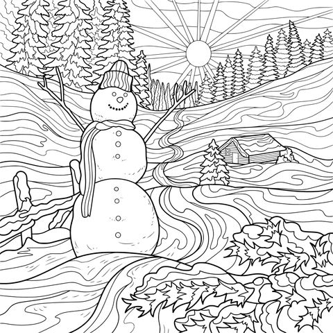 冬日雪景中的雪人