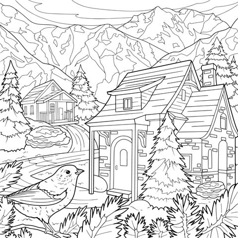 山间小屋夜景