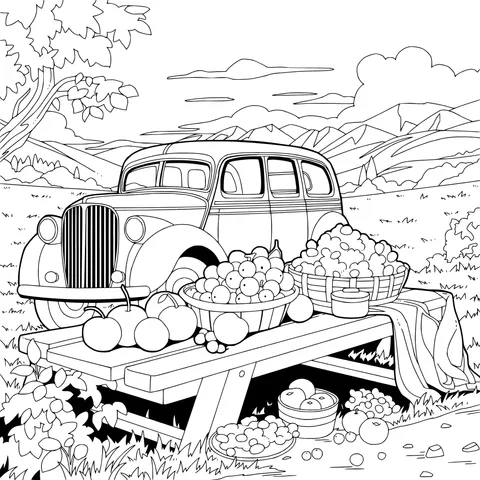 Rustic Picnic and Vintage Car