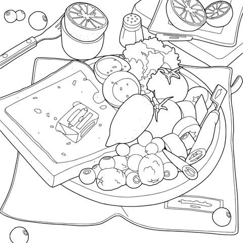丰盛早餐插画