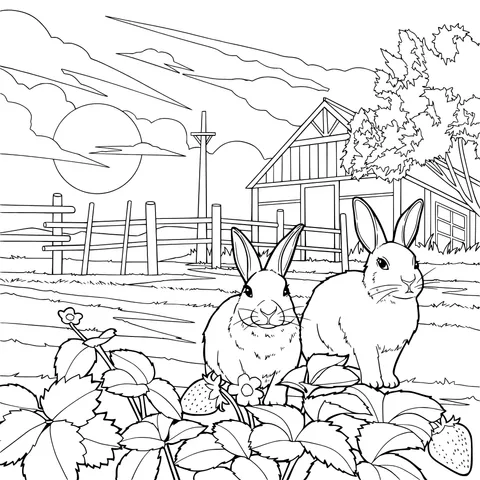 Two Rabbits in the Countryside