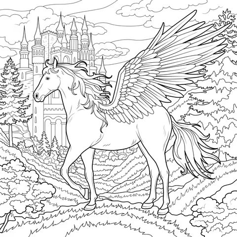 Pegasus in Front of the Castle