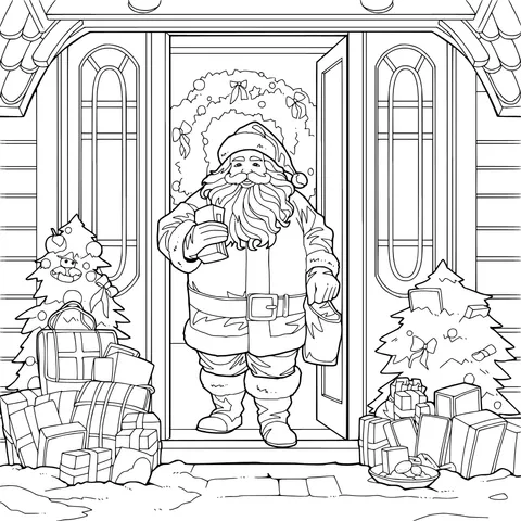 Santa Claus standing at the door