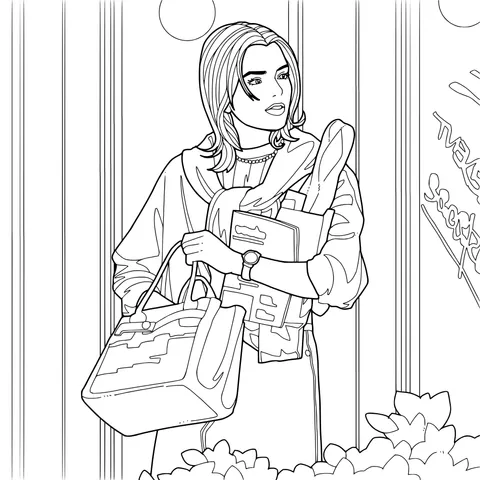 A lady returning from shopping