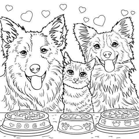 猫狗的欢乐用餐时光