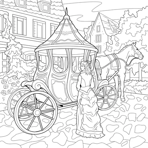 A Lady in Gorgeous Attire and a Carriage