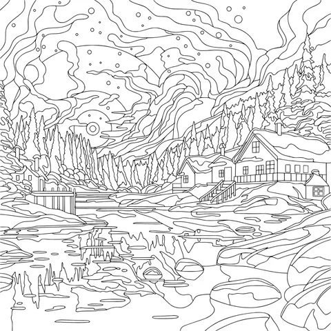 A Serene Village at Winter Dusk
