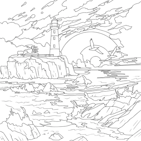 Lighthouse Seaview at Sunset