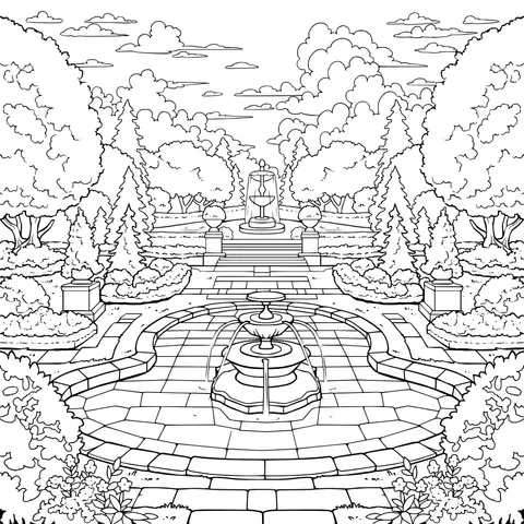 Beautiful Garden Fountain Landscape