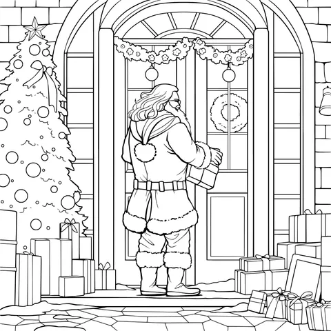 Santa Claus delivering gifts