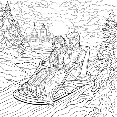 Couple on a Sleigh in Winter