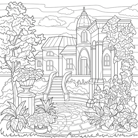 Colorful Buildings in the Garden