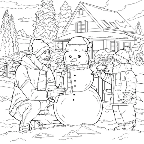 Snowman - making Time in Winter