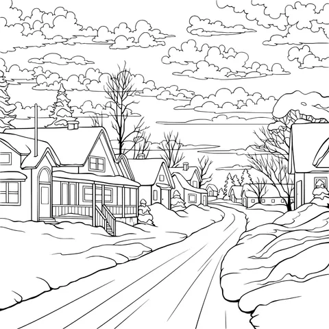 Village in the Winter Evening