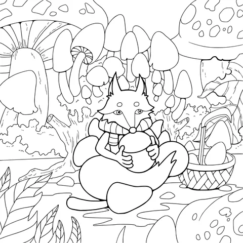 A Fox Holding Nuts in the Forest