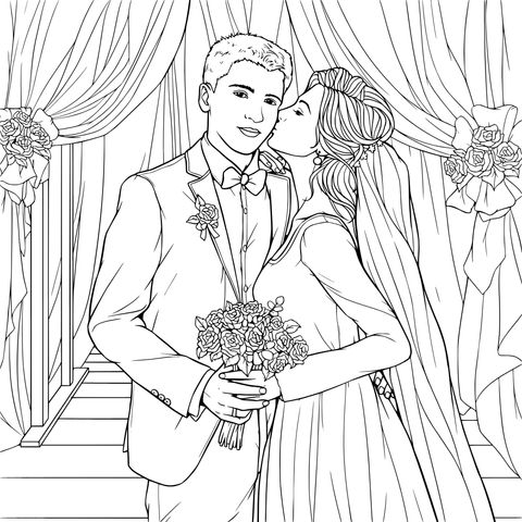 新婚夫妇的甜蜜瞬间