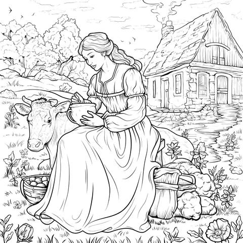 Milking Woman in the Countryside