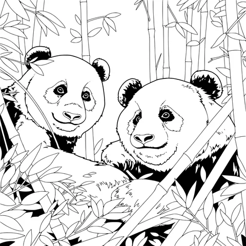 Pandas in the Bamboo Forest