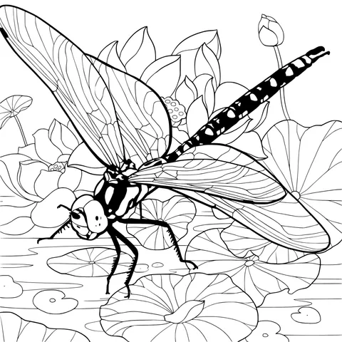 Dragonfly over the Lotus Pond