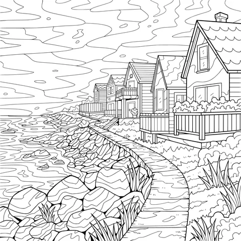 Seaside Cottages at Dusk