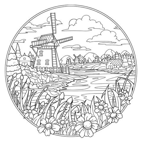 Beautiful Rural Windmill Scenery