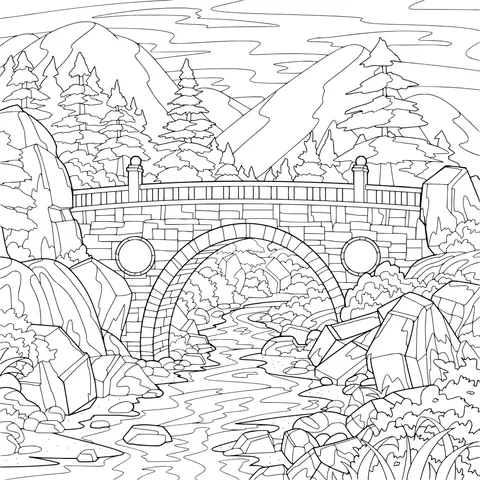 Arch Bridge over a Mountain Stream