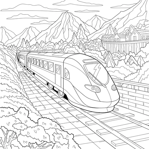 Train in the Mountains in Autumn