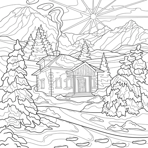 Mountain Cottage in Winter