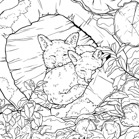 Fox couple in the tree - hole