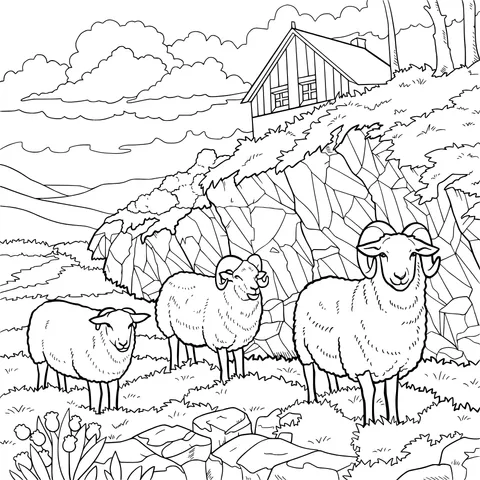 Sheep at the Foot of the Hill