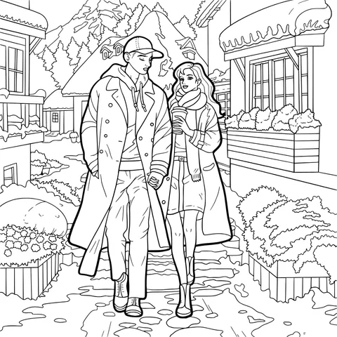 Couple Strolling in Winter