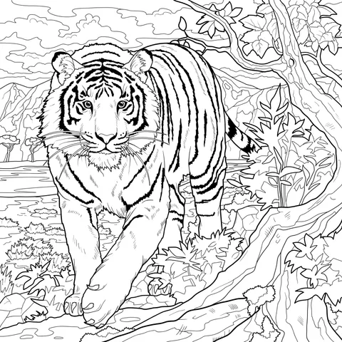 Tiger Wandering in Nature