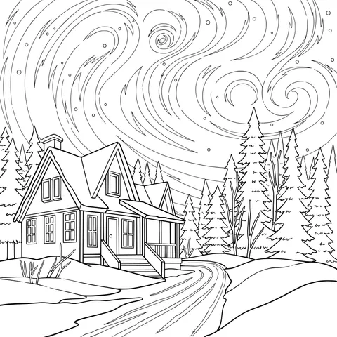 Dreamy Cottage in the Snowy Night