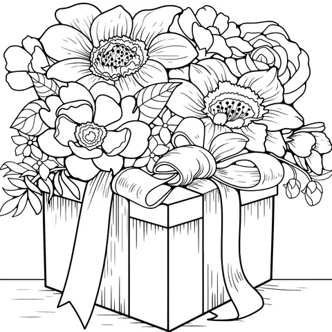 Colorful Flowers in a Gift Box