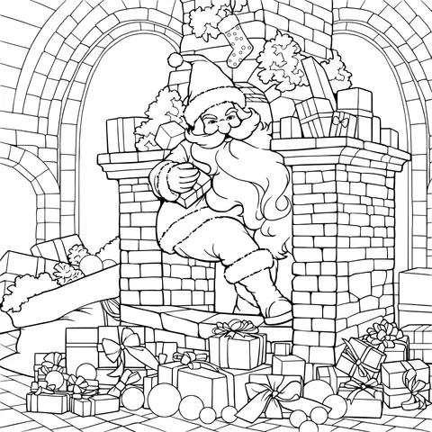 Santa Claus coming down the chimney