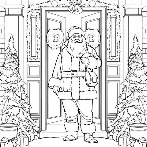 Santa Claus standing at the door
