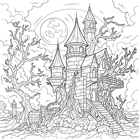 A Magical Castle under the Moonlight