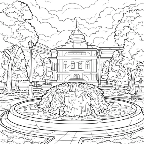Architectural Landscape beside the Fountain