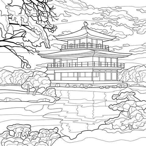 樱花环绕的日式建筑