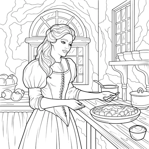 A woman cooking in the kitchen