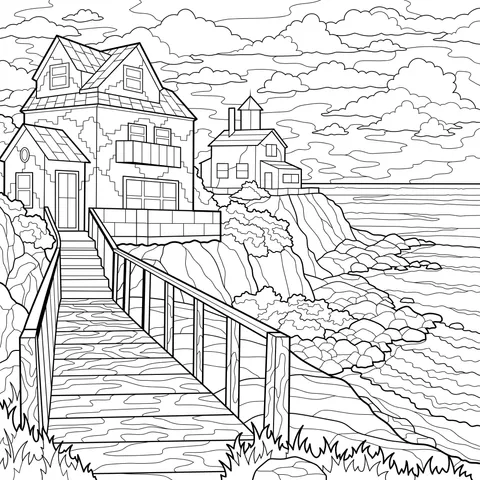 Houses on a Seaside Cliff