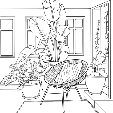 A Cozy Corner Surrounded by Green Plants