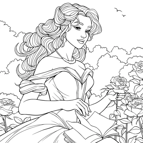 Blonde woman reading in the garden