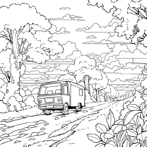 Blue Van on a Country Dirt Road