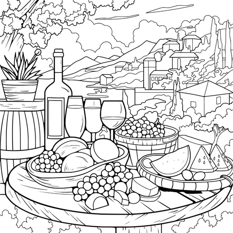 Fine Wine and Fresh Fruits in the Countryside