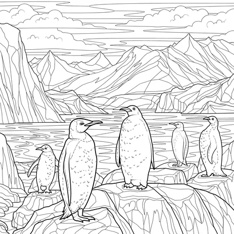 Penguin group on the ice - field
