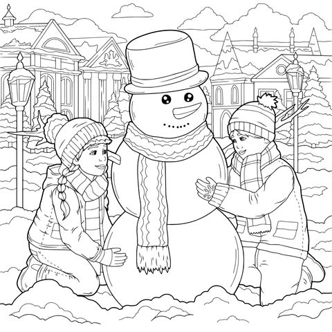 孩子们在堆雪人
