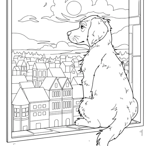 The Dog by the Window on a Moonlit Night
